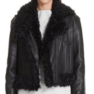 VINCE - Leather & Shearling Moto Jacket